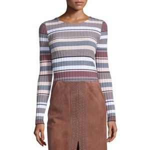 Elizabeth & James Striped Ribbed Knitted Multicolor Sweater Size Small